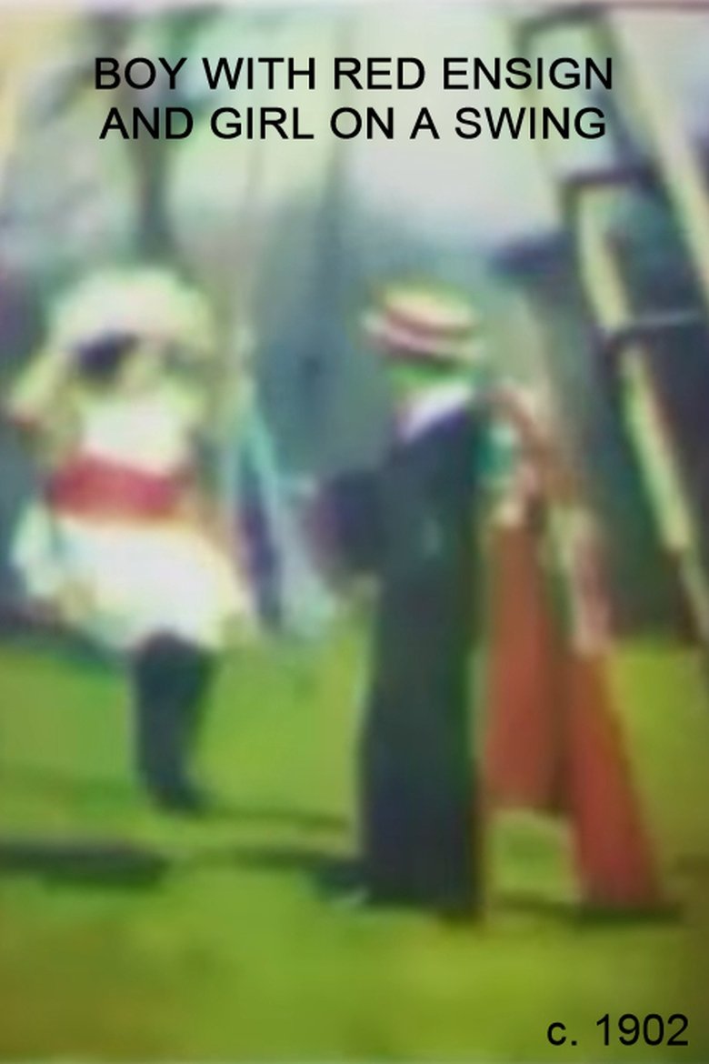 Poster of Boy with Red Ensign and Girl on a Swing