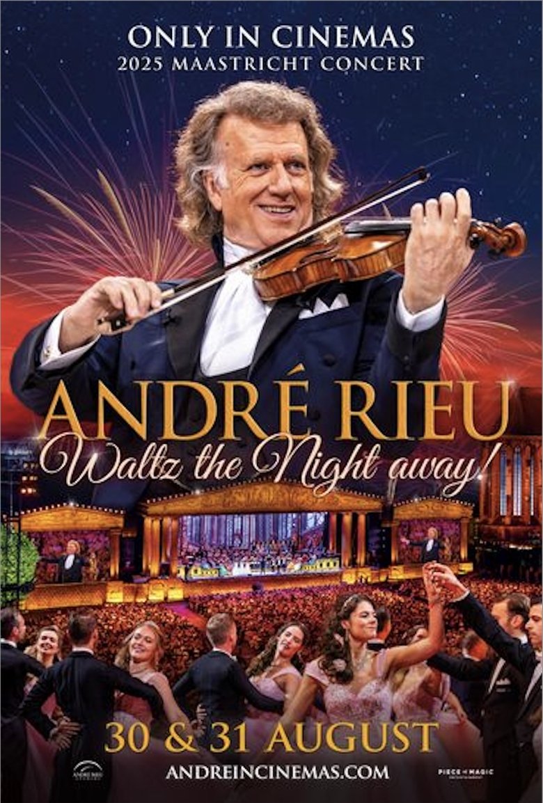 Poster of André Rieu's 2025 Maastricht Concert: Waltz the Night Away!